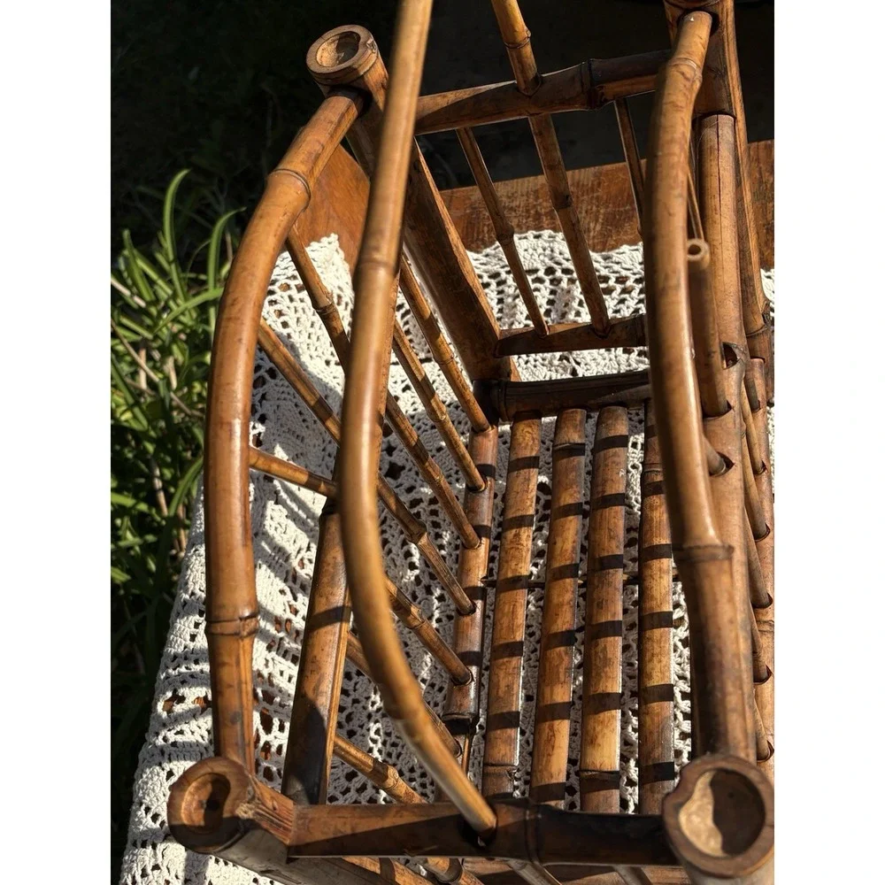 Vintage Bamboo Rattan MCM Magazine Rack Vinyl Storage Holder 14